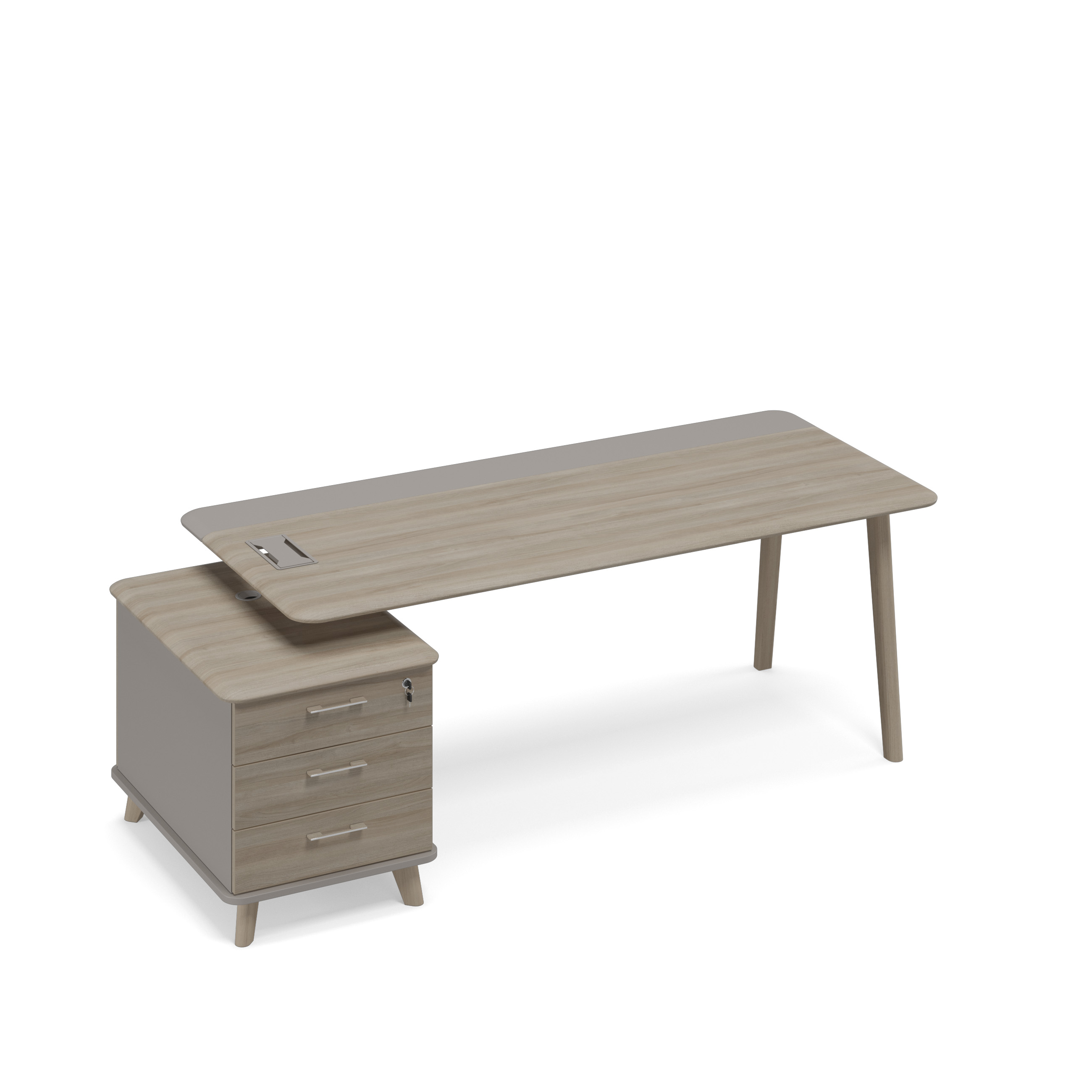 Стол на опорной тумбе малой левый (тип 1) WOOD