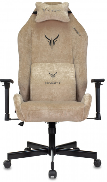 Кресло игровое Knight N1 Fabric бежевый Light-21 с подголов. крестов. металл